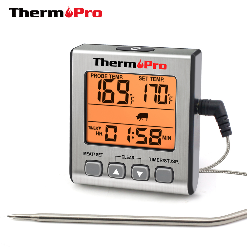 ThermoPro TP16S Digital Meat Thermometer BBQ Kitchen Cooking Thermometer With Probe Timer Backlight Oven Thermometer