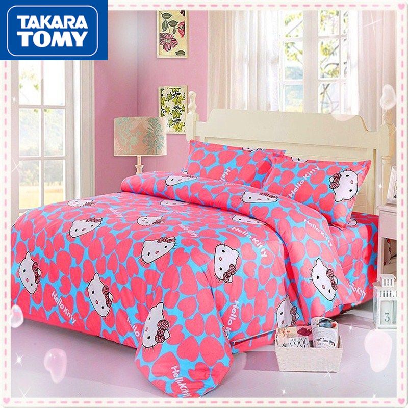 TAKARA TOMY Cotton Love Cute Hello Kitty Quilt Cover Student Home Dormitory Cute Soft Breathable Quilt Cover Single Piece