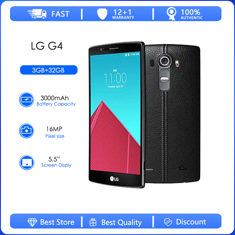 LG G4 Refurbished-Original Unlocked G4 H815 H810 VS986 Single Sim Hexa Core Android 5.1 3GB+32GB 5.5"Cell Phone