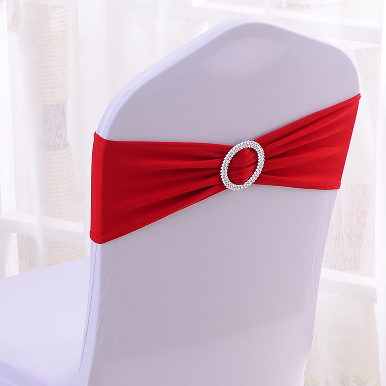 50pcs/lot Stretch Lycra Spandex Chair Covers Bands With Buckle Slider For Wedding Decorations WholeChair Sashes Bow