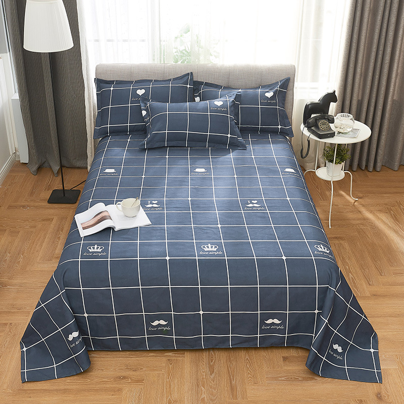 2-3pcs Classic Plaid Bedding Set Polyester Flat Sheet + Pillowcases Sets for Single Double Bed Students Adults XF1175