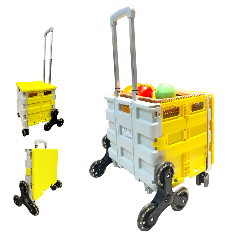 Folding Handcart Utility Cart Wheeled Shopping Cart 155 Lbs Capacity Grocery Shopping Portable Car Trolley