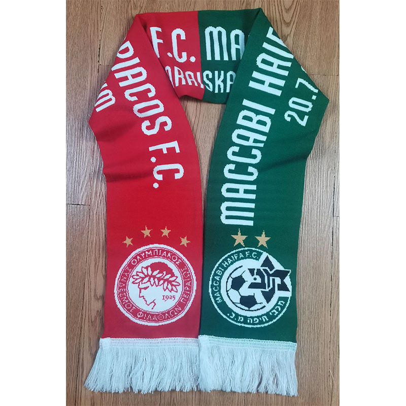 145*18 cm Size Euro Season -23 Maccabi Haifa FC VS Olympiacos FC Scarf for Fans Double-faced Knitted
