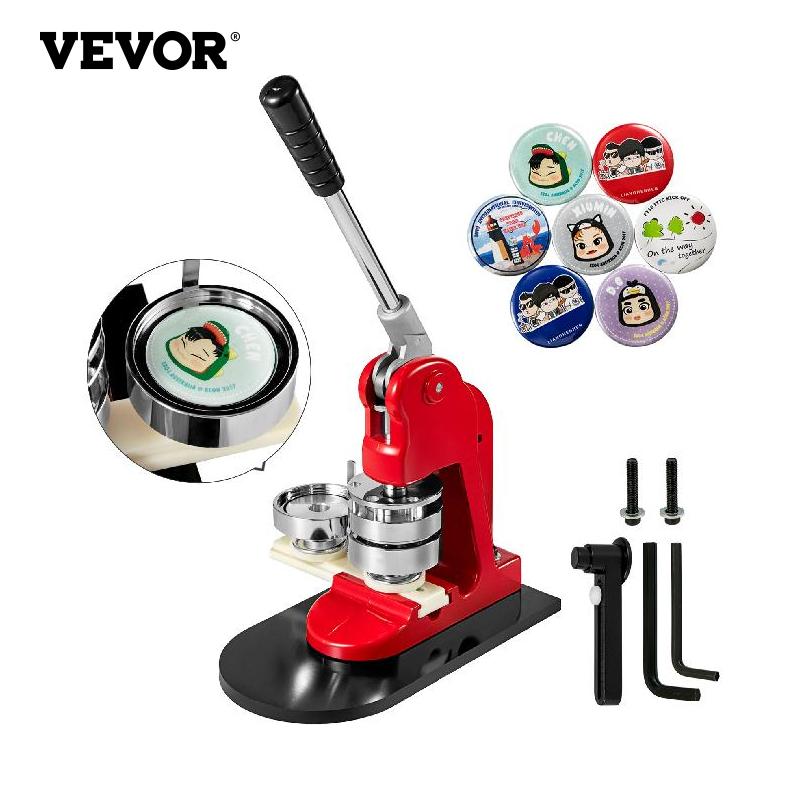 VEVOR Badge Maker Machine 25 to 75mm with 500 or 1000Pcs Circle Manufacture Button Parts Metal Custom Sheet Tag Pressing for Pin