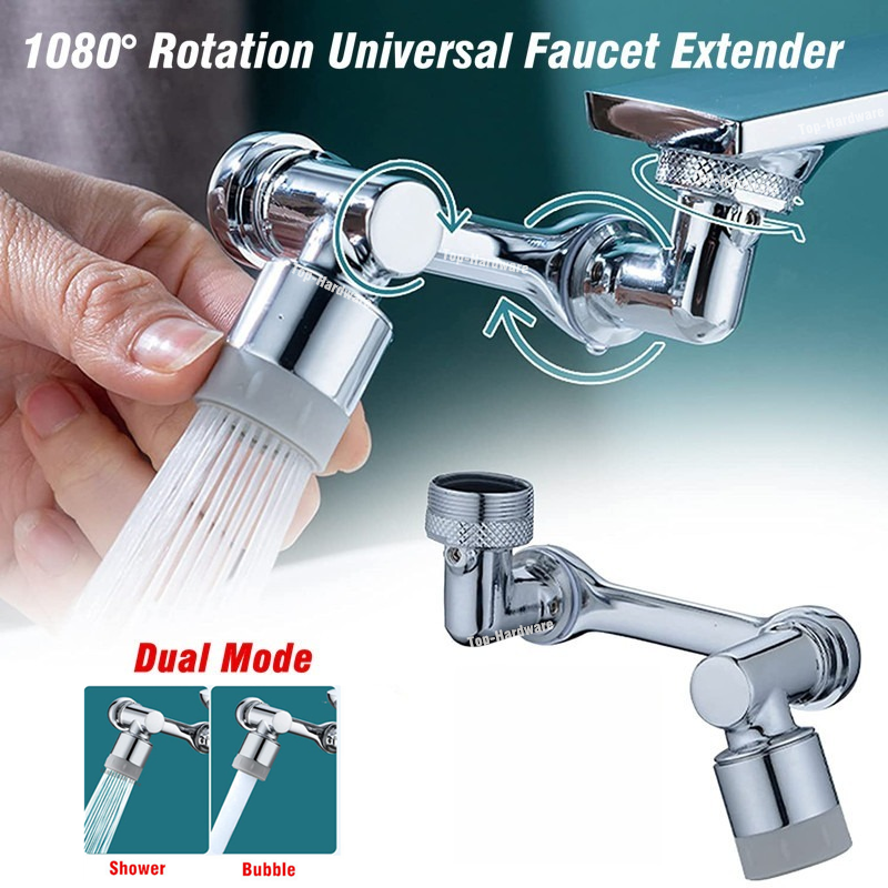 Universal 1080° Rotation Extender Faucet Aerator Plastic Splash Filter Kitchen Washbasin Faucets Bubbler Nozzle Robotic Arm