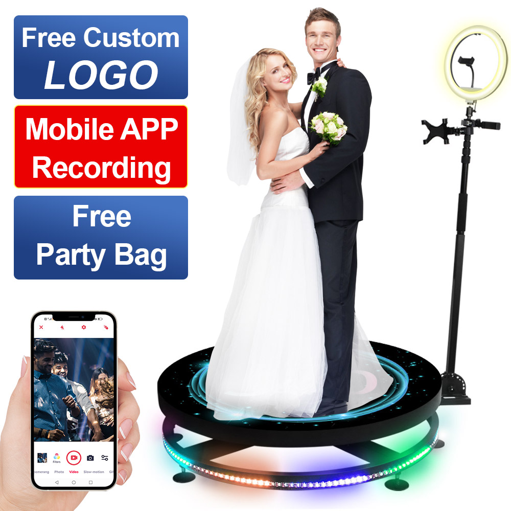360 Po Booth Rotating Machine For Events With Free Logo Customization Automatic Spin Control Wedding Parties 360 Video Booth