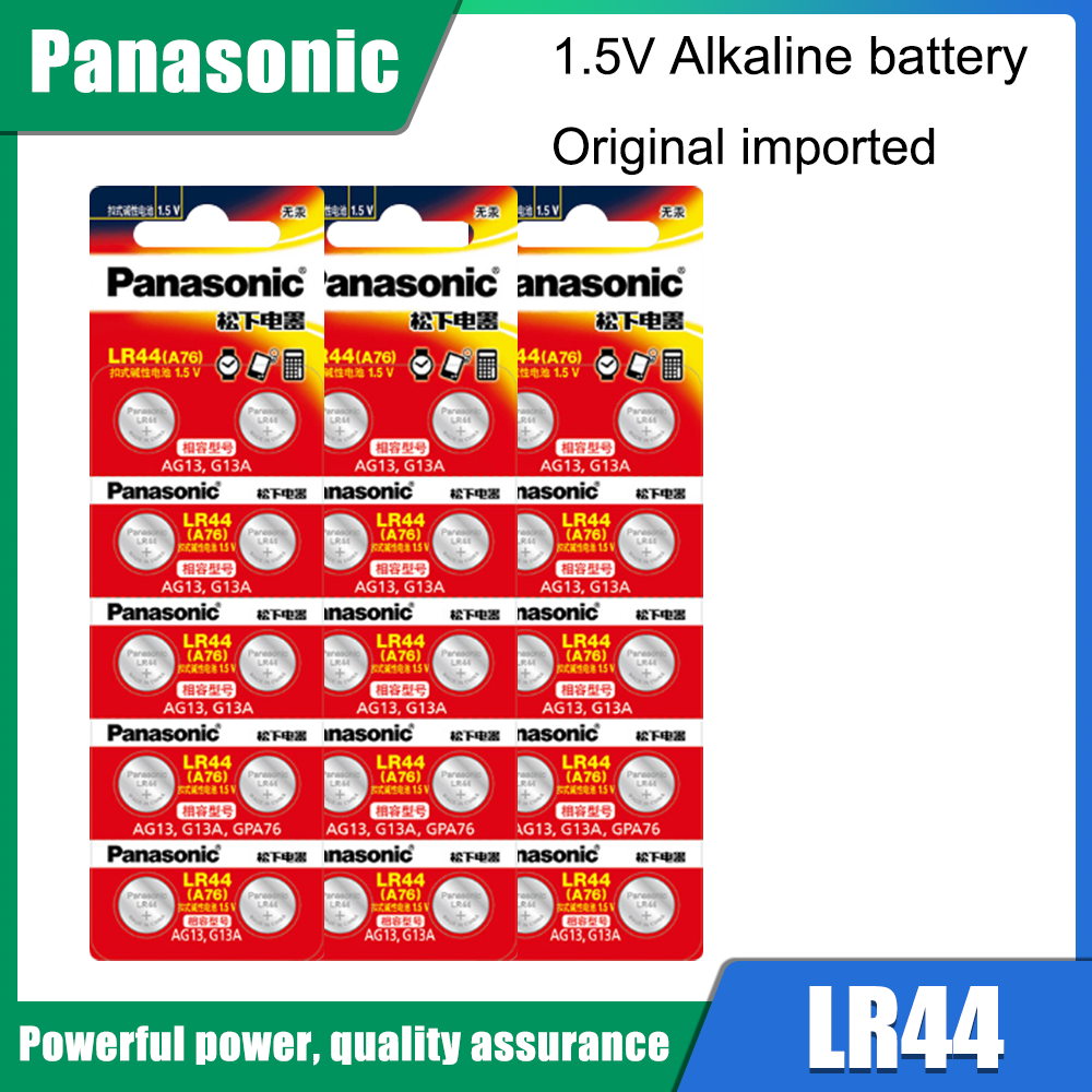 Panasonic LR44 A76 LR 44 AG13 LR1154 SR1154 SR44 SR44SW SR44W GP76 1.5V Alkaline Batteries For Calculator Toy Watch