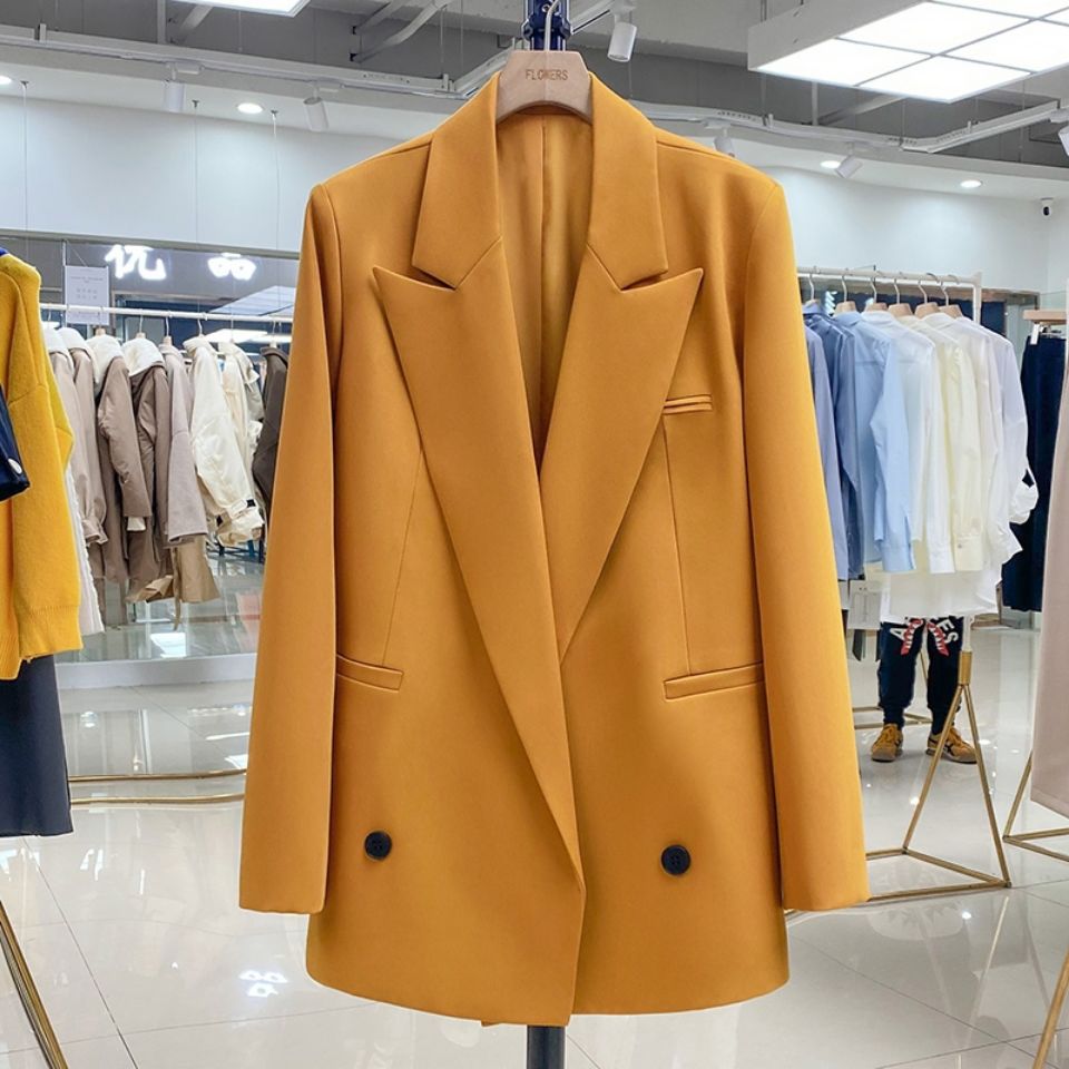  Spring  Sense Niche Autumn Leisure Suit Orange Small Suit Jacket for Women