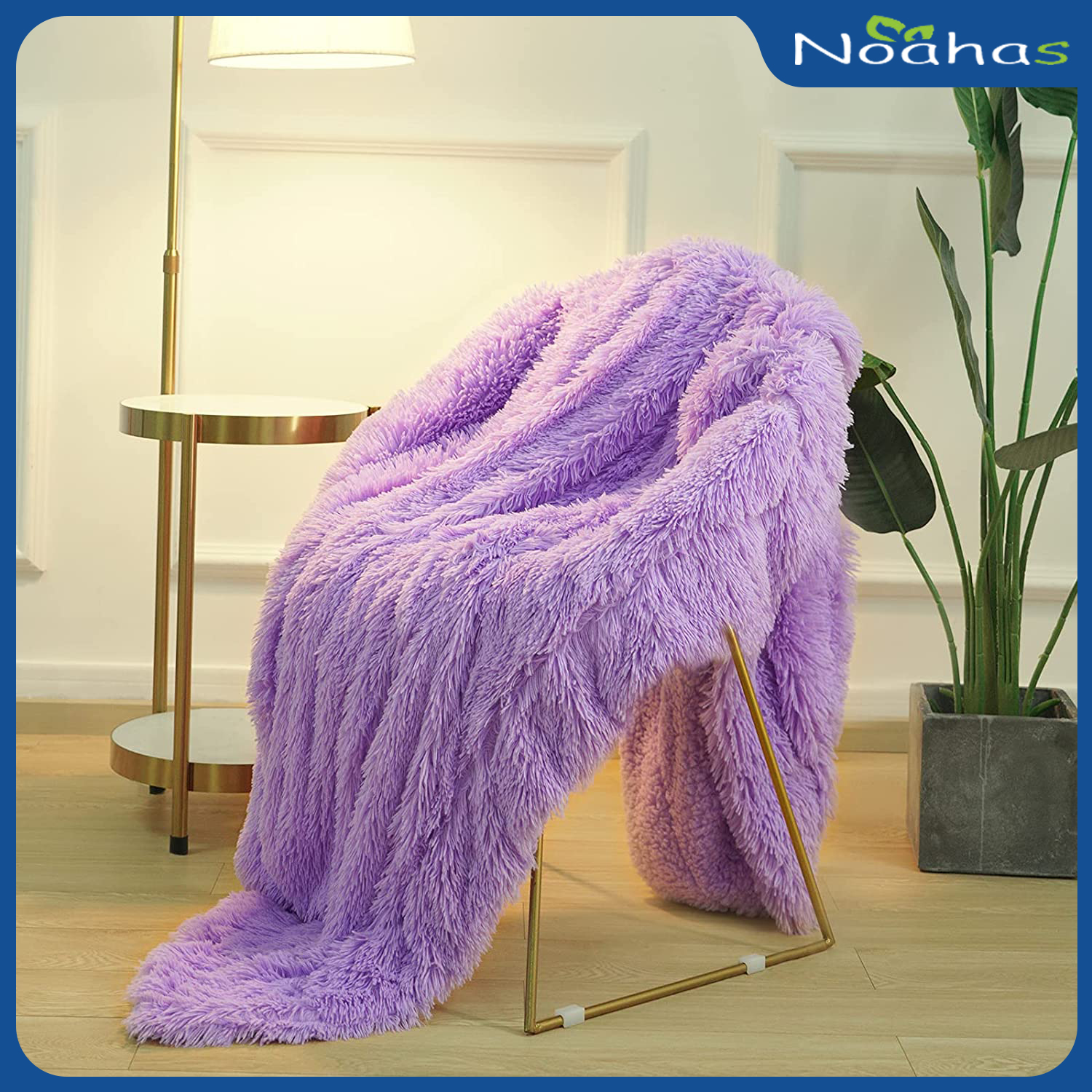 NOAHAS Fluffy Sherpa Bedspread On The Bed Throw Blanket Solid Color For Sofa Couch Decorative Shag Faux Fur Fleece Bedroom