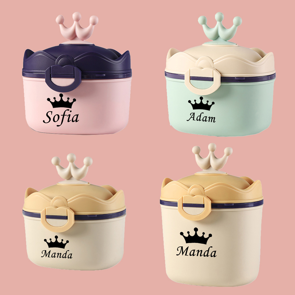 Personalize Any Name Logo Portable Baby Food Storage Box Cartoon Infant Milk Powder Box Essential Cereal Toddler Snack Container