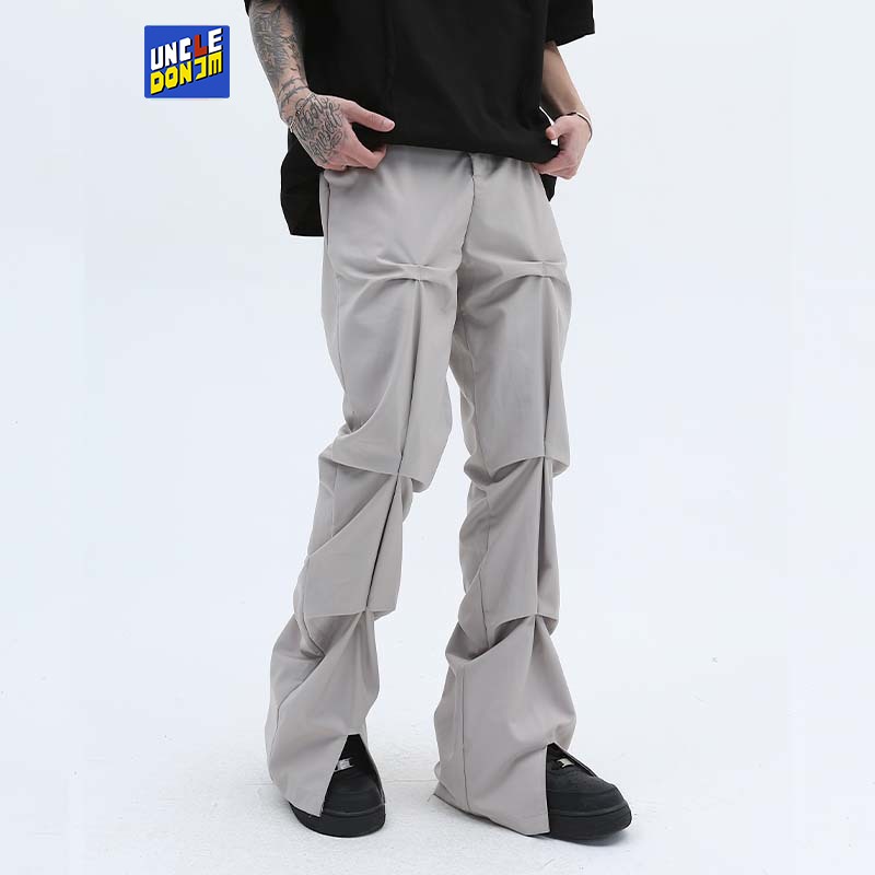 UNCLEDONJM Pleated pants men techwear street wear trousers men tactical pants men stacked pants cargo pants