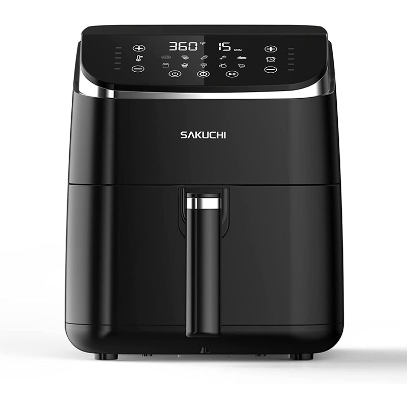 Sakuchi Air Fryer 5.8Qt Large Air Fryers， 10-in-1 Digital Air Fryer Oven Cooker， LED Touch Screen， Non-Stick Tray Basket