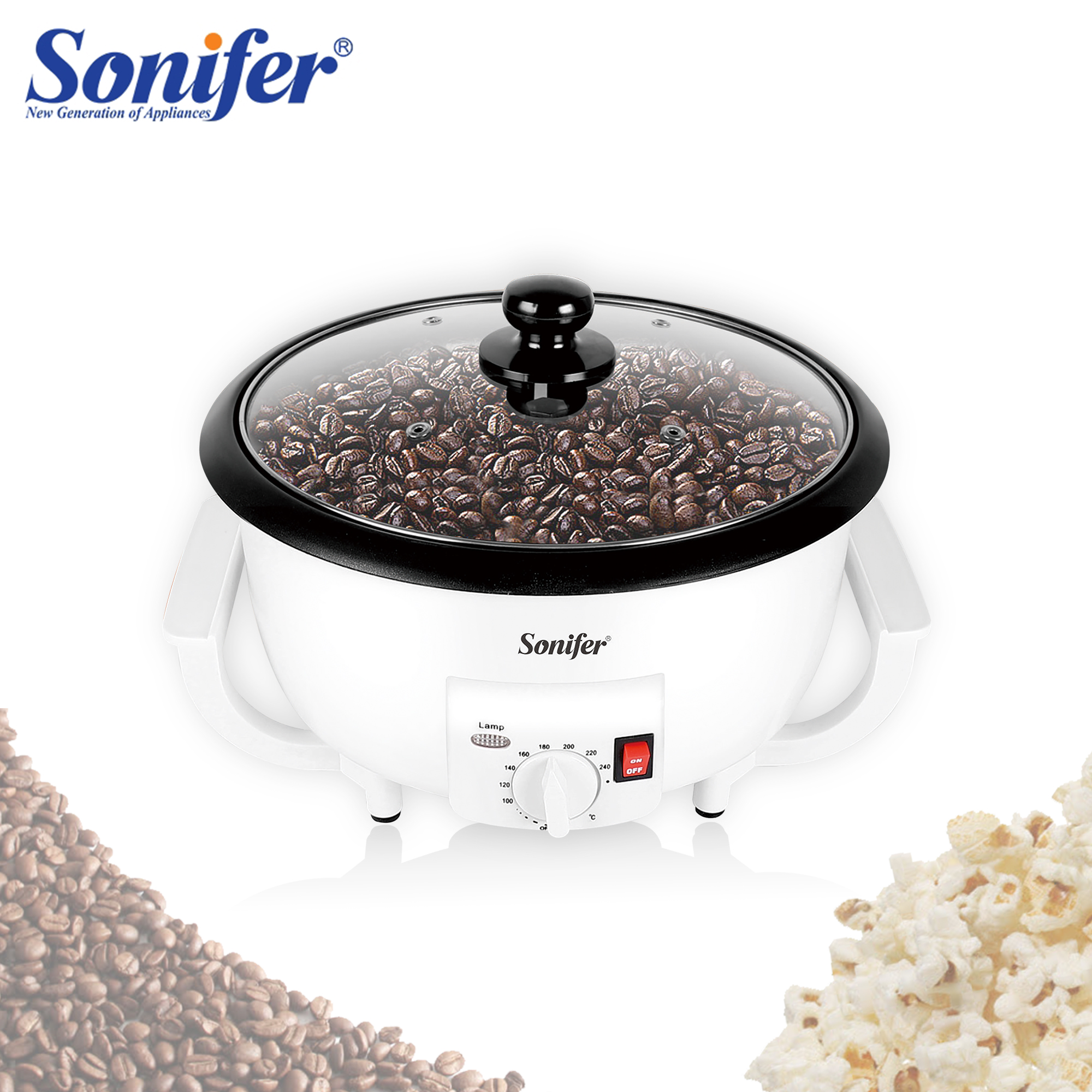 Electric Coffee Bean Baked Roaster Coffee Peanut Beans Baking Stove Popcorn Make Dryer Roasting Machine Grain Drying Sonifer