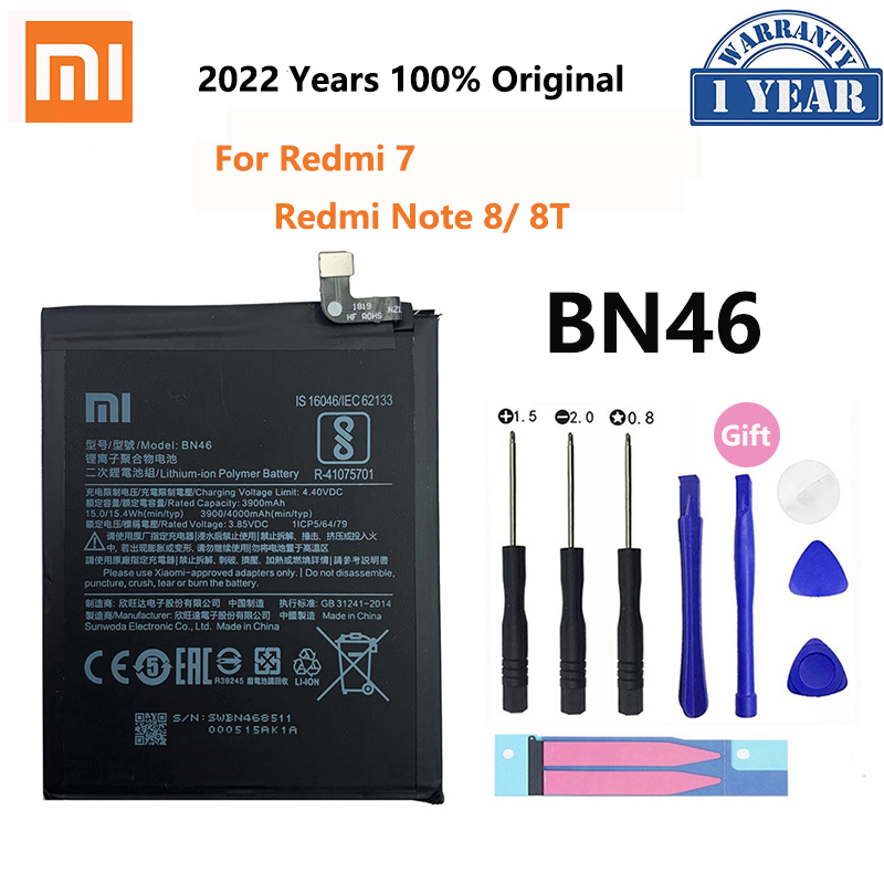  Orginal Xiao mi  BN46 4000mAh Battery For Xiaomi Redmi Note 8 8T Redmi 7 High  Phone Replacement Batteries