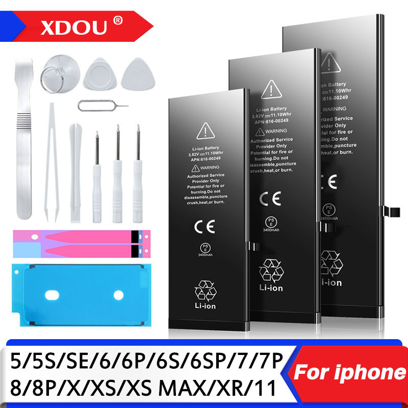  Zero-cycle High- Battery For iPhone 5 6 6S 5S SE 7 8 Plus X Xs Max 11 Pro Mobile Phone  With Free Tools Sticker