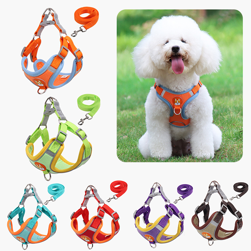 Pet Dog Harness Leash Set Reflective Adjustable Puppy harness Outdoors Walking Running Vest Harness For Small Meduim Dogs