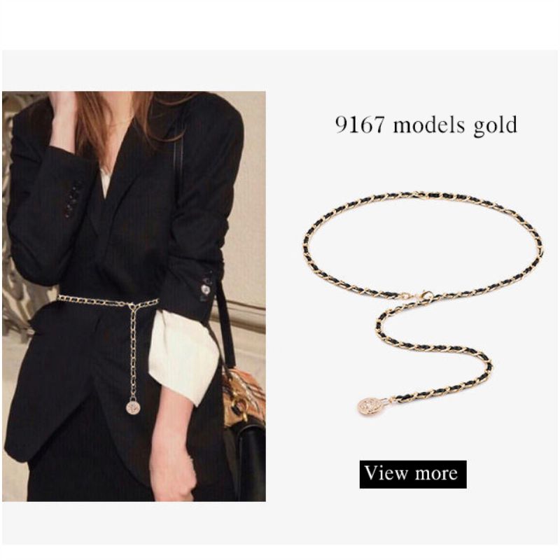 LFMB  Metal Flower Waist Chain Women Belt Versatile Chain Thin Belt Waist Retraction Accessories  Simplicity Lengthen