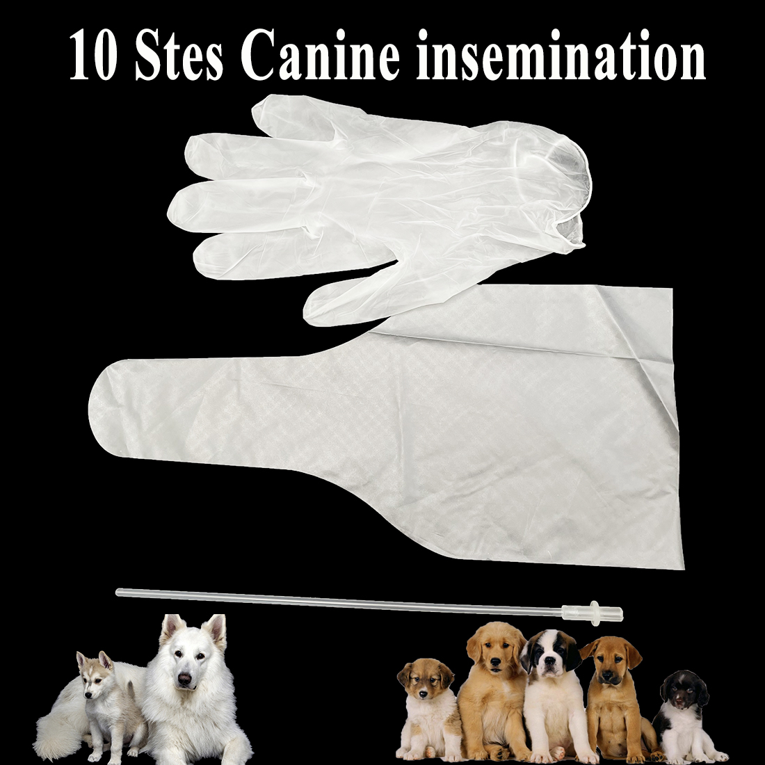 1Set Pet Dog Artificial Insemination Kit Tube Semen Collect Bags Gloves Disposable Canine Injection Catheter Pipe Clinic Tools