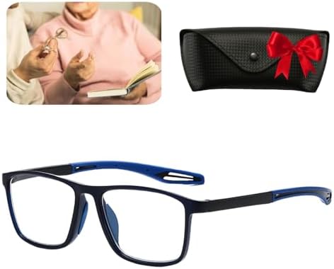 Manlykicks Sports Ultra-Light Anti-Blue Light Presbyopic Glasses,Fashion Comfortable Non-Slip Reading Glasses (150,Deep Blue)