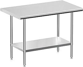 Stainless Steel Work Table, NSF Commercial Worktable with Undershelf and Legs for Restaurant, Home and Hotel - 24" D x 36" W x 34" H Inches