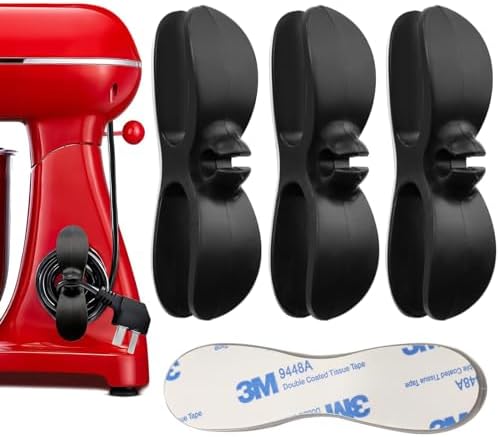 Cord Organizer for Kitchen Appliances, Adhesive Sticky Cord Wrapper Cord Holder, Cable Wrapper Holder Winder Keeper, Desk Organizer, Power Wire Wrap Hook Clip for Kitchen Accessories,3 Pack (Black)