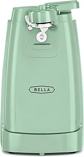 BELLA Electric Can Opener and Knife Sharpener, Multifunctional Jar and Bottle Opener with Removable Cutting Lever and Cord Storage, Stainless Steel Blade, Sage