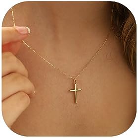 MONOZO Cross Necklace for Women - 14K Gold Plated Cross Necklace Layered Gold Cross Necklace Tiny Sideway Cross Choker Necklace Gold Cross Necklaces for Women Trendy Gold Jewelry Gifts for Women Girls