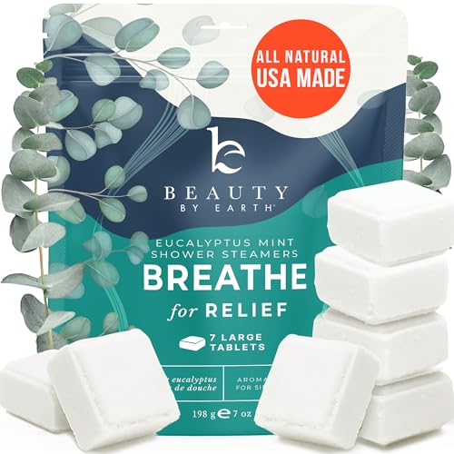 Shower Steamers Aromatherapy - USA Made with Natural Ingredients & Eucalyptus Essential Oil, Large Shower Bombs for Cold and Flu, Stocking Stuffers for Women & Men, Christmas Self Care & Spa Gifts
