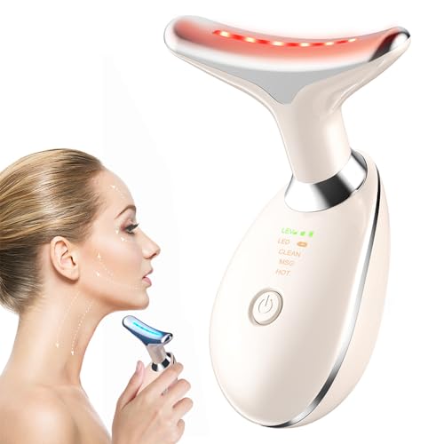 Neck Face Massager, 3-in-1 Facial Massager, Face Sculpting Tool with Vibration, Thermal, Portable Multifunctional Facial Device (Nude Pink)