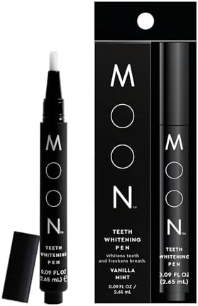 MOON Teeth Whitening Pen, Brush Every Tooth White, On-The-Go Whitener for A Brighter Smile, Gentle on Sensitive Teeth, 30+ Uses, Vegan, Vanilla Mint Flavor