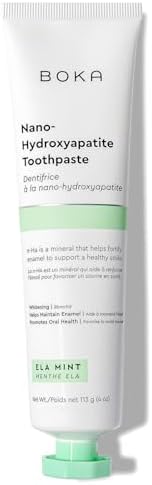 Boka Fluoride Free Toothpaste - Nano Hydroxyapatite, Remineralizing, Sensitive Teeth, Whitening - Dentist Recommended for Adult & Kids Oral Care - Ela Mint Flavor, 4 Fl Oz 1 Pk - US Manufactured