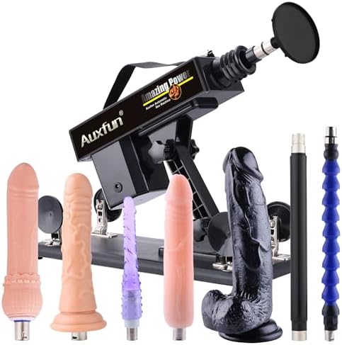 AUXFUN Sex Machine Love Machine Fuck Machine with Suction Cup Adapter,Automatic Dildo Machine Thrusting Machine with 3 XLR Connector,Fucking Machine Couple Sex Toys 8 Attachments for Male and Female