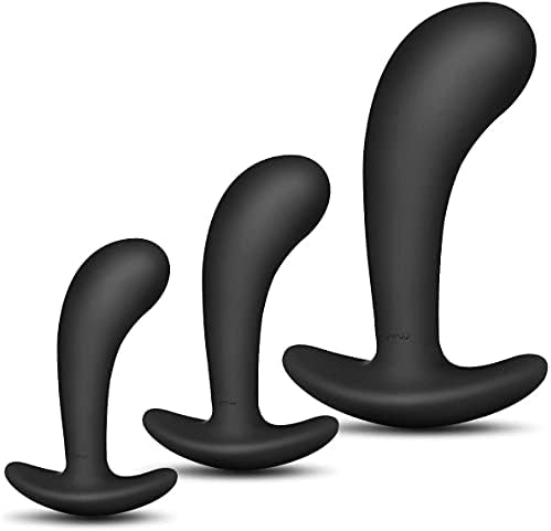 Butt Plug Trainer Kit for Comfortable Long-Term Wear, Pack of 3 Silicone Anal Plugs Training Set with Flared Base Prostate Sex Toys for Beginners Advanced Users