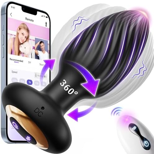 360° Rotation Adult Sex Toys for Men Prostate Massager - Games Vibrators APP Remote Control, Adult Toys Anal Plug Vibrating Butt Plug with 9 Vibrating Mode, Anal Toys Vibrator Mens Women