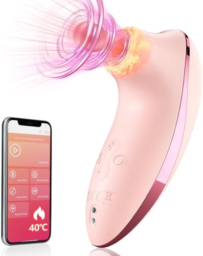 Sucking Vibrator Adult Sex Toys - Heating Pulse Pure Sucker APP Remote Clitoral Vibrator with 5 * 5 Suction, Clitoris Nipple Stimulator Waterproof Rose Sex Toys for Women Female Couples Pleasure