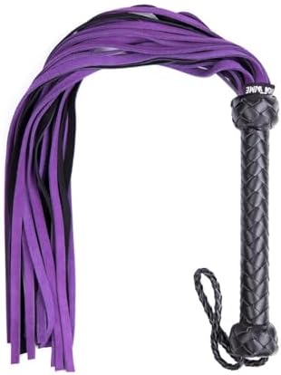 Premium Purple Leather Flogger for Couples – Deluxe BDSM Whip for Sensual Play, Erotic Exploration & Fetish Adventures – Adjustable Sensation Control Accessory