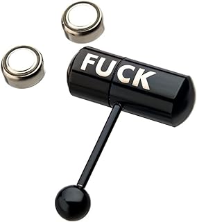 Vibrating Barbell Tongue ring 14 Gauge Surgical Steel Ion plated Black Fxxx Logo