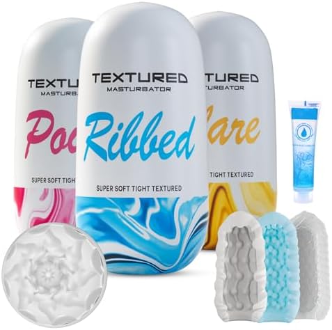 Male Masturbator Sex Toys for Men - Pocket Pussy Egg Set Stroker Adult Sex Toys, Ultra Soft Stretchy 3D Realistic Textured Male Masturbators Cup, 3 Penis Training Egg Set Male Sex Toys for Men