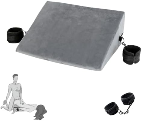 Sex Furniture Pillow with Handcuffs Sex Position Foam Cushion Multi-Function Pillows for Couples Restraints Cuffs Set Support Pillow