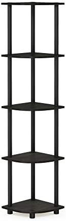 Furinno Turn-N-Tube 5 Tier Corner Display Rack Multipurpose Shelving Unit, 1-Pack, Espresso/Black