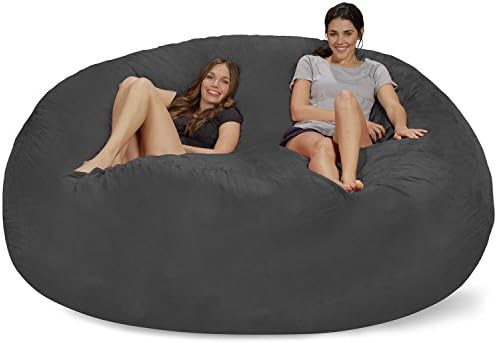 Chill Sack Bean Bag Chair: Giant 8' Memory Foam Furniture Bean Bag - Big Sofa with Soft Micro Fiber Cover - Charcoal
