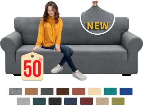 XINEAGE 2025 New Couch Covers for 3 Cushion Couch 1 Piece Sofa Slipcovers High Stretch Soft Couch Covers Washable Sofa Furniture Protector Anti-Slip Sofa Couch Covers Dogs (Sofa, Light Gray)