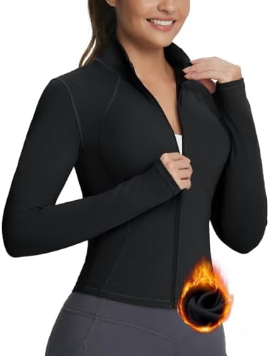 BALEAF Women's Fleece Jacket for Running Zip Up Jackets Cold Weather Gear Workout Bbl Tights Yoga