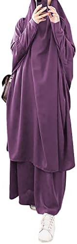 FPOVFPO Womens Muslim Abaya Solid 2 Piece Prayer Dress Islamic Maxi Kaftan with Hijab Dubai Full Length Dress