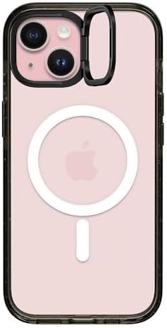 CASETiFY Impact Ring Stand Case for iPhone 15 [3X Military Grade Drop Tested / 6.6ft Drop Protection/Compatible with Magsafe] - Clear Black