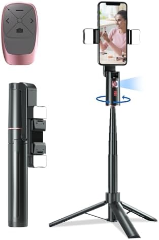 Auto Tracking Phone Tripod with Remote, Extendable 360 Rotating Phone Stand Follows Your Movement, Travel Selfie Stick for iPhone Tiktok YouTube Vlog Video Recording Content Creator Essentials