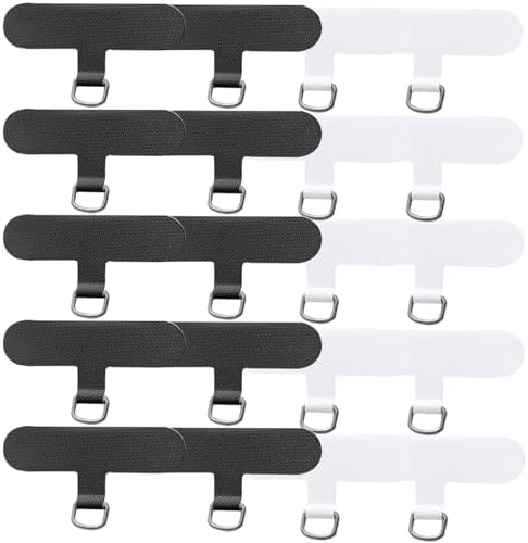 20 PCS Phone Tether Tab Universal Cell Safety Tether Connector Lanyard Replacement Part Crossbody Multifuctional Phone Lanyard Patch Pad for iPhone Most Smartphones Without Adhesive (Black, White