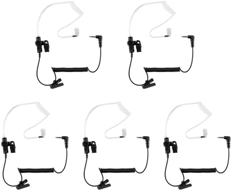 Police Earpiece 3.5mm /1 Pin Listen Only Acoustic Tube Earbud Headset for Remote Speaker Mic Motorola Kenwood 2 Way Radio FBI Security Surveillance Walkie Talkie (5 Packs)