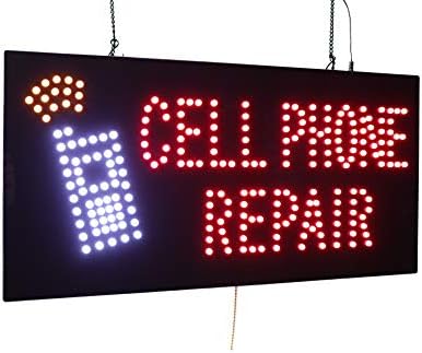 Cell Phone Repair Sign, TOPKING Signage, LED Neon Open, Store, Window, Shop, Business, Display, Grand Opening Gift