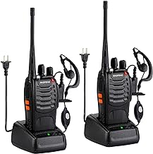 Baofeng Walkie Talkies 888S Rechargeable Long Range with Earpieces for Adults, 16 Channel Professional Radio Handheld Two Way Radios Li-ion Battery and Charger Included
